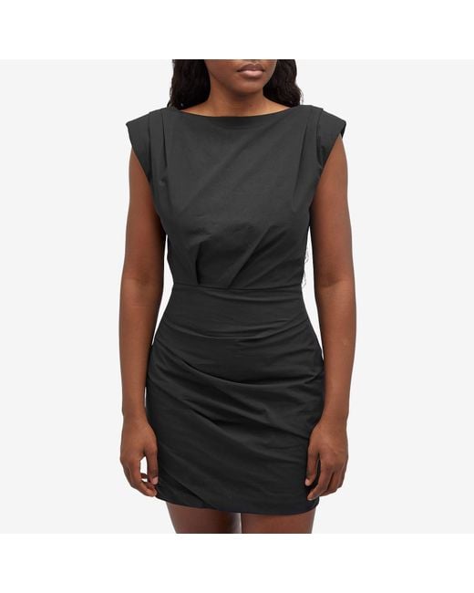 St. Agni Black Bateau Tuck Mini Dress