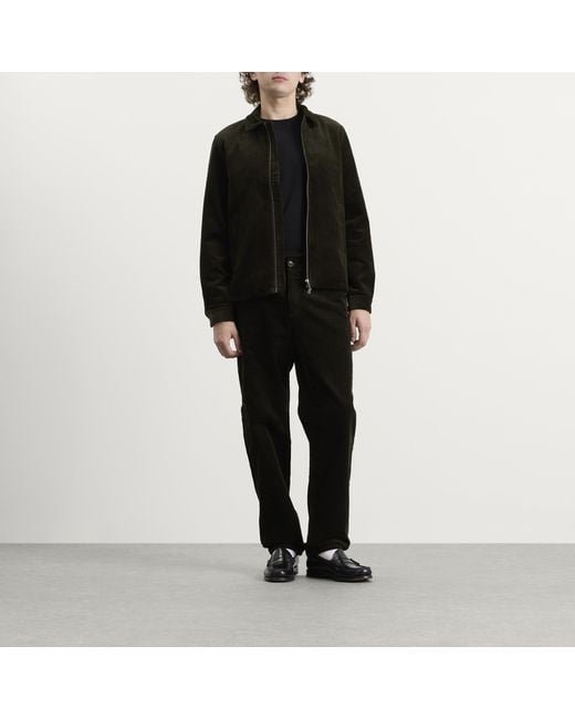 Les Deux Black Corduroy Zipper Coach Jacket for men