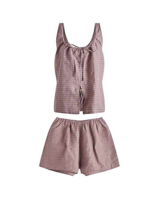 Deiji Studios Brown Open Linen Short Set