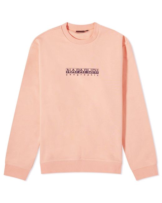 Napapijri Pink Box Logo Crew Sweatshirt for men