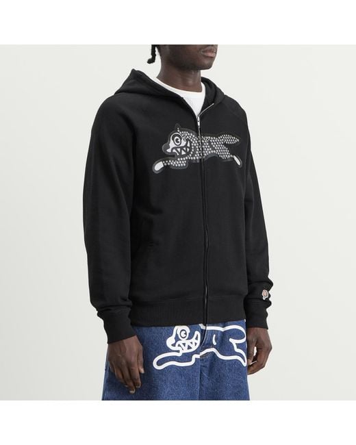 ICECREAM Black Glitter Running Dog Zip Through Hood for men