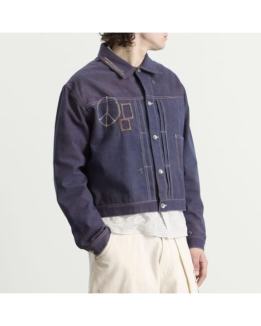 STORY mfg. Blue Hand Applique Friday Jacket for men
