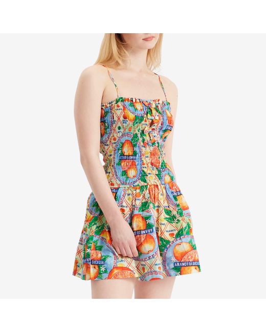 Damson Madder Multicolor Fleur Shirred Mini Dress