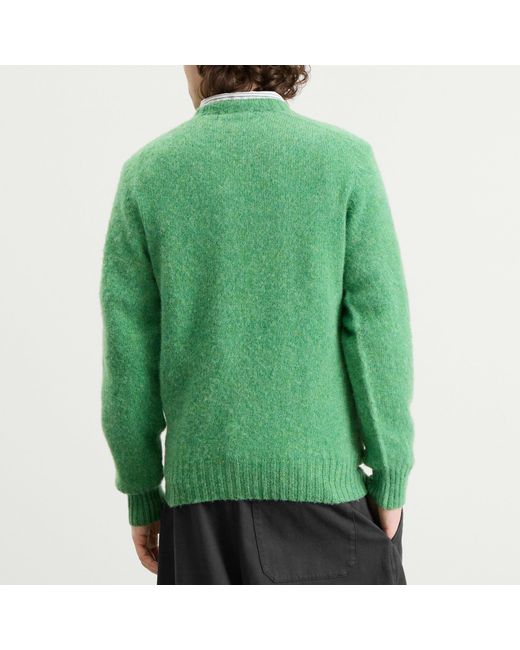 YMC Green Suedehead Crew Neck Jumper for men