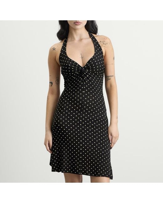 Fruity Booty Black Twist Halter Dress