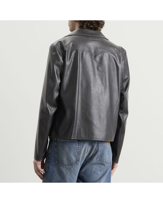 Maison Margiela Black Mm6 Faux Leather Jacket for men