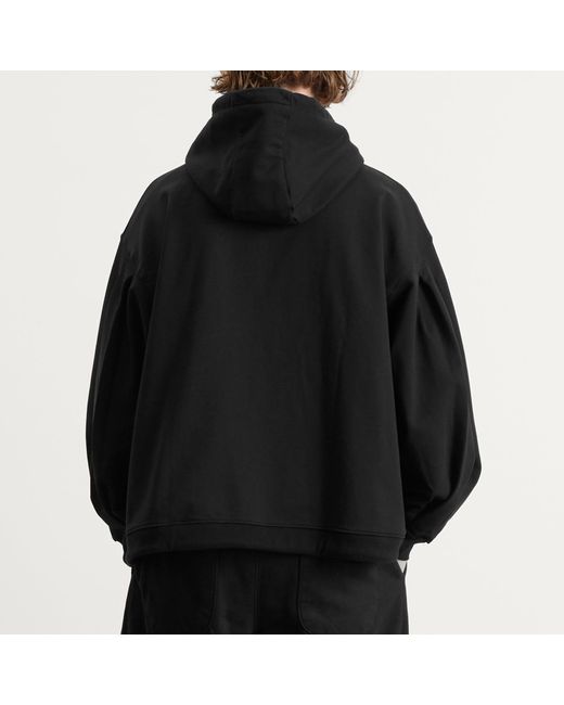 ANGLAN Black Double Valley Tuck Sweat Hoodie for men