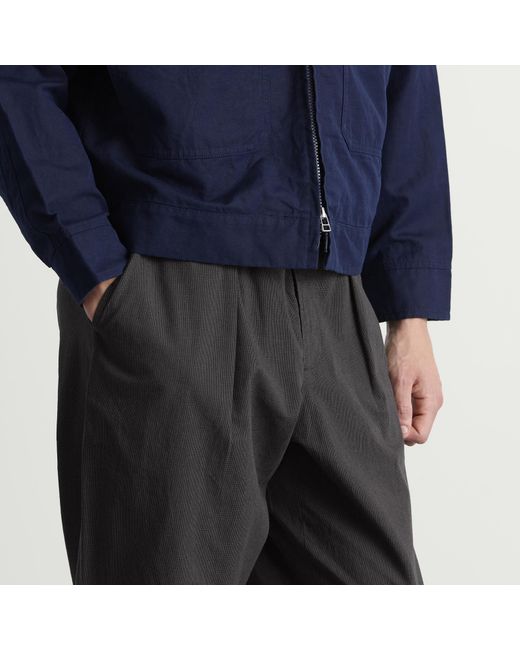 Universal Works Gray Seattle Cotton Pleated Track Pant for men