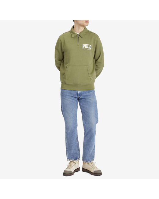 Polo Ralph Lauren Green Polo Arch Applique Half Zip Sweatshirt for men