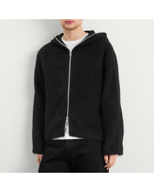 Our Legacy Black Hairy Wool Full Zip Hooded Jacket for men