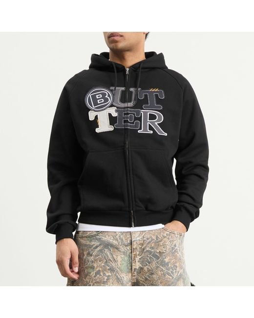Butter Goods Black Patchwork Zip Hoodie for men