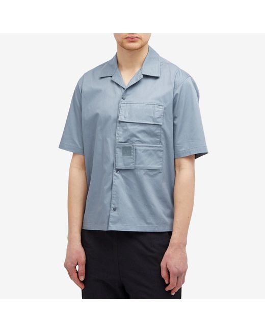 C P Company Blue Metropolis Gabardine S/S Shirt for men