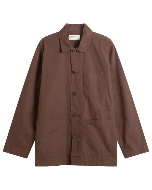 Universal Works Brown Peached Poplin Bakers Overshirt for men