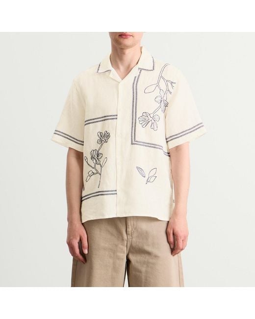 Wax London Natural Didcot Grid Flowers Vacation Shirt for men
