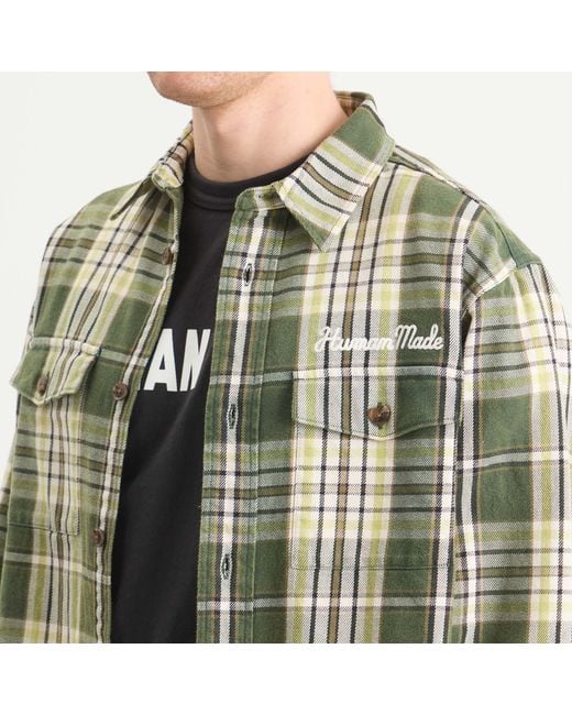 Human Made Green Heart Patch Check Shirt for men