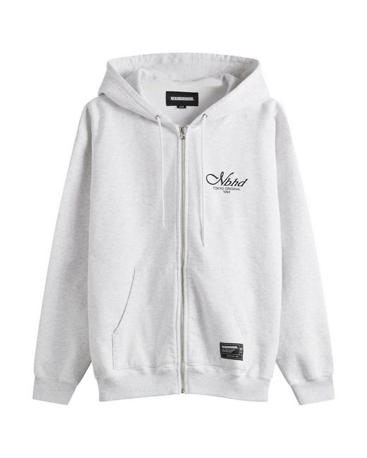 Neighborhood White Staple Logo Zip Hoodie for men