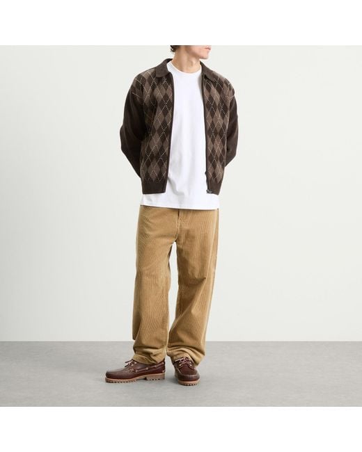 Thisisneverthat Brown Argyle Zip Knit Cardigan for men