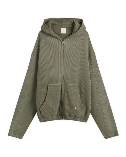 Roa Green Bee Sun Faded Waffle Zip Up Hoodie for men