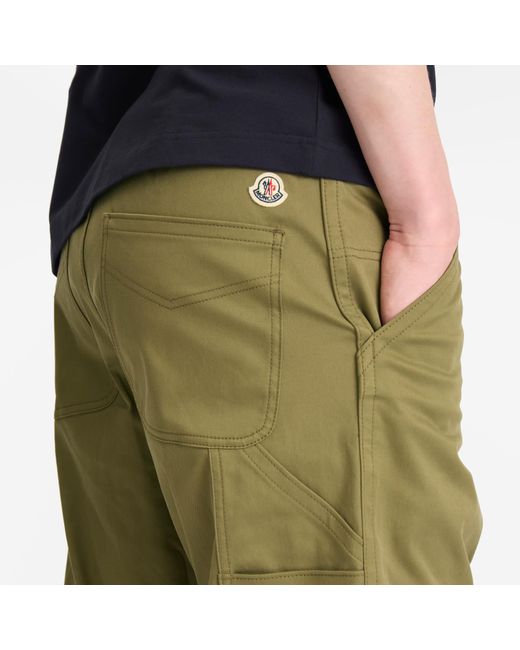 Moncler Green Cotton Gaberdine Trousers for men
