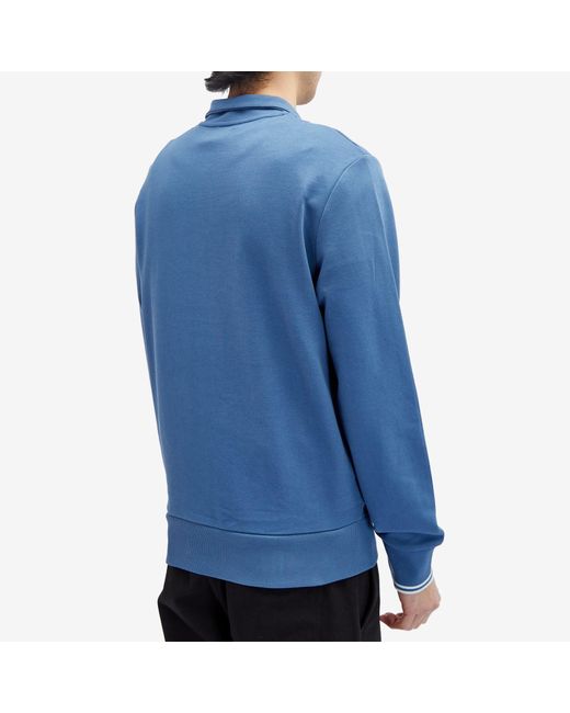 Fred Perry Blue Half Zip Crew Sweater for men
