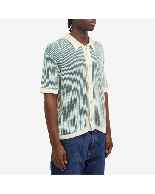 Corridor NYC Green Plated Knit Short Sleeve Shirt for men