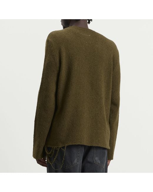 Maison Margiela Green Mm6 6 Logo Crewneck Jumper for men