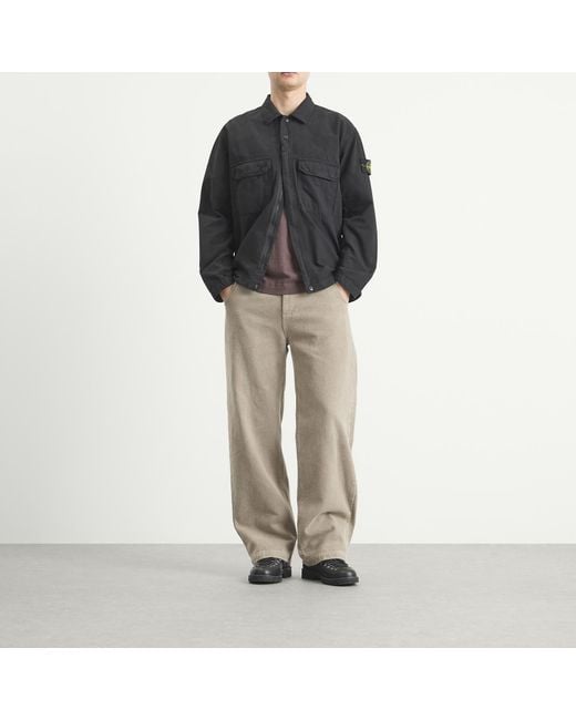 Stone Island Black Ripstop Zip Shirt Jacket for men