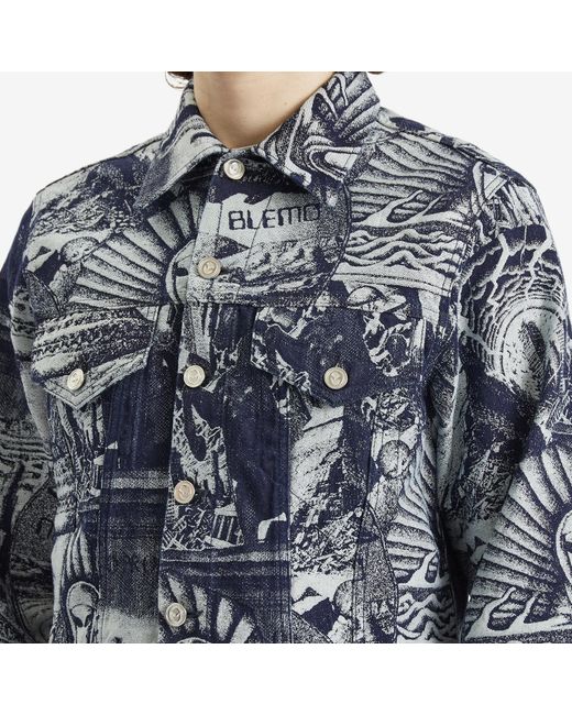 No Problemo Blue Apocalypse Jacquard Trucker Jacket for men