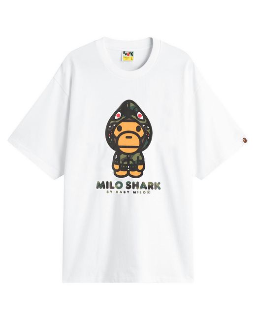 A Bathing Ape White 1St Camo Milo Shark T-Shirt for men