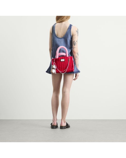 Charles Jeffrey Red Bulldog Charm Bucket Bag