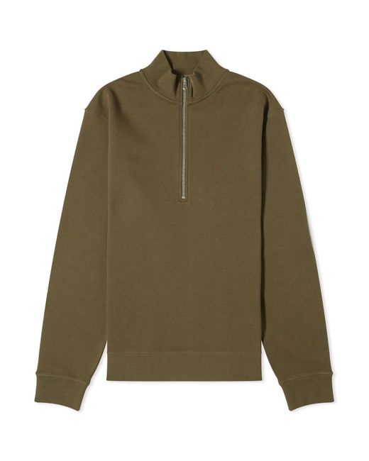 Sunspel Green Loopback Half Zip Sweater for men