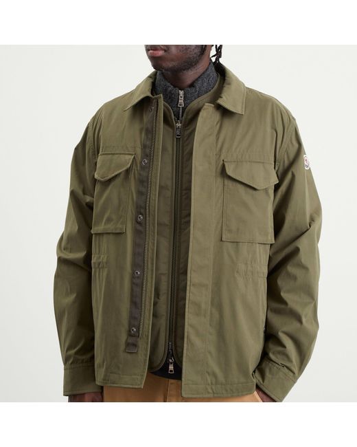 Moncler Green Roquille Brushed Cotton Shirt Jacket for men