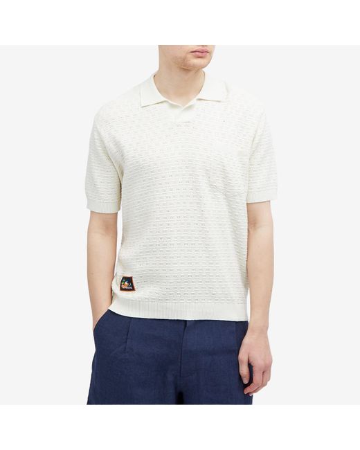 Percival White Blackjack Negroni Knitted Polo Shirt for men