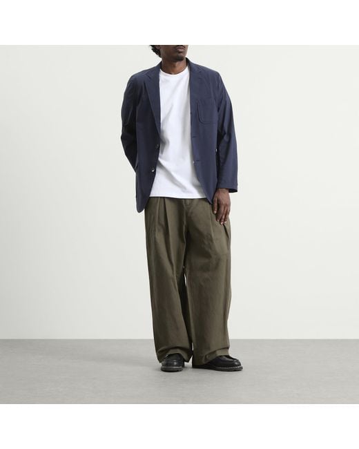 Beams Plus Blue 3 Button Coolmax Seersucker Blazer for men