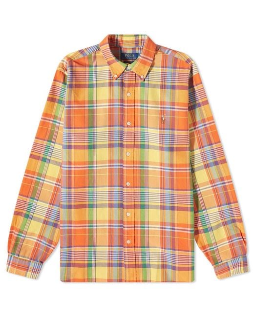 Polo Ralph Lauren Orange Madras Check Button Down Shirt for men