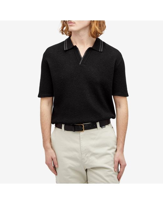 Percival Black Cassette Knit Polo for men
