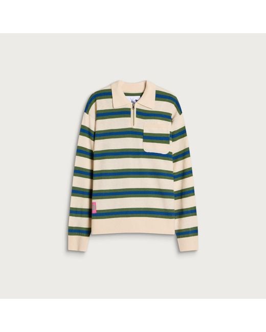 Ecstatic Research Green Border Polo Knit for men