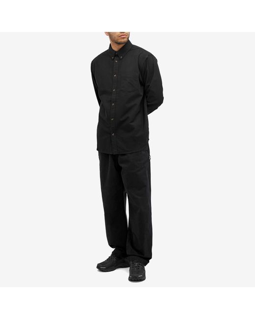 Nike Black Life Long-sleeve Oxford Button-down Shirt Cotton for men