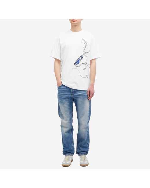 Burberry White Chain Print T-Shirt for men