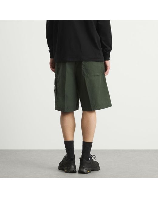 Stone Island Green Canvas Weave Cotton Cargo Shorts for men