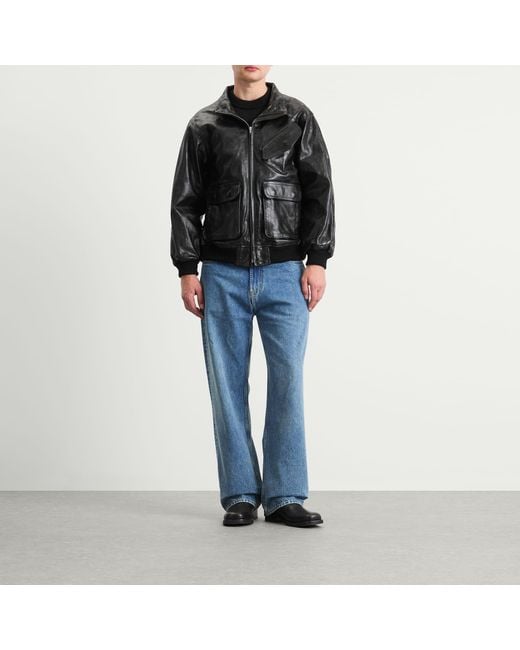 AURALEE Lamb Leather Zip Blouson in Black for Men | Lyst UK