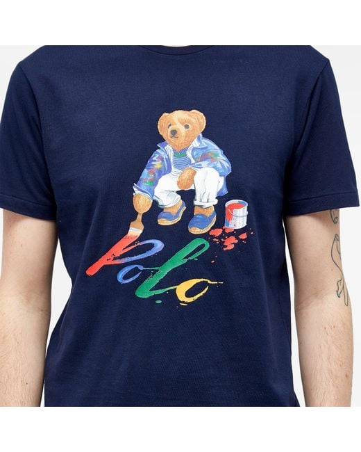 Polo Ralph Lauren Blue Painting Bear T-Shirt for men