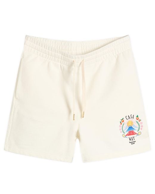 Casablanca Natural Casa Way Mountain Embroidered Sweat Shorts for men
