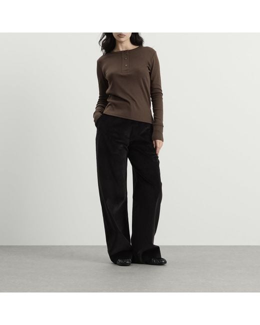 Studio Nicholson Brown Roane Long Sleeve Henley