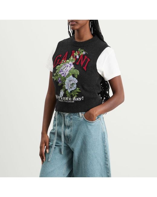 Ganni Black Wool Vest