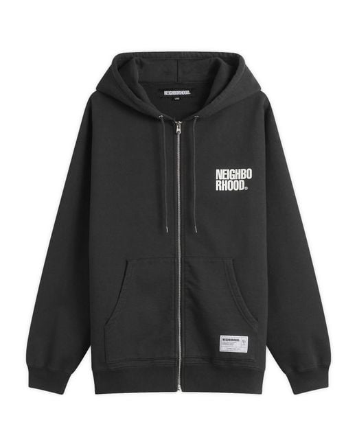 Neighborhood Black Classic Logo Zip Hoodie for men