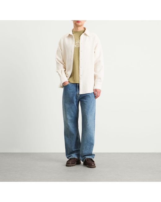 Late Checkout White Raw Edge Western Shirt for men
