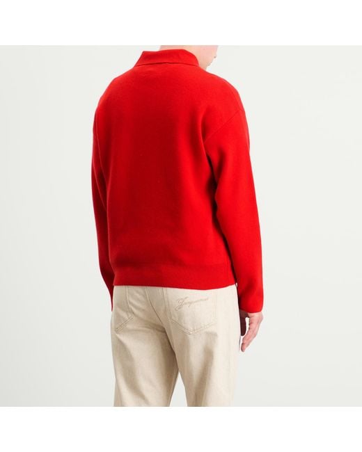 Jacquemus Red Wool Cashmere Knitted Polo for men