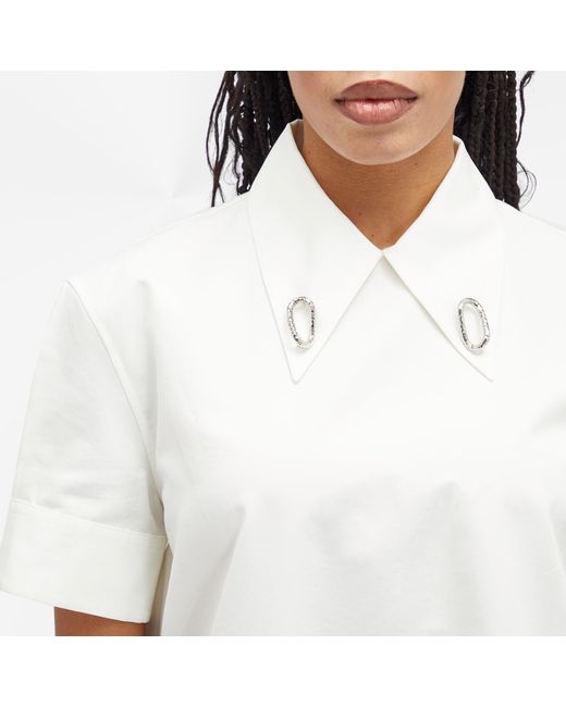 Jil Sander White Cotton Shirt Dress With Collar Detail