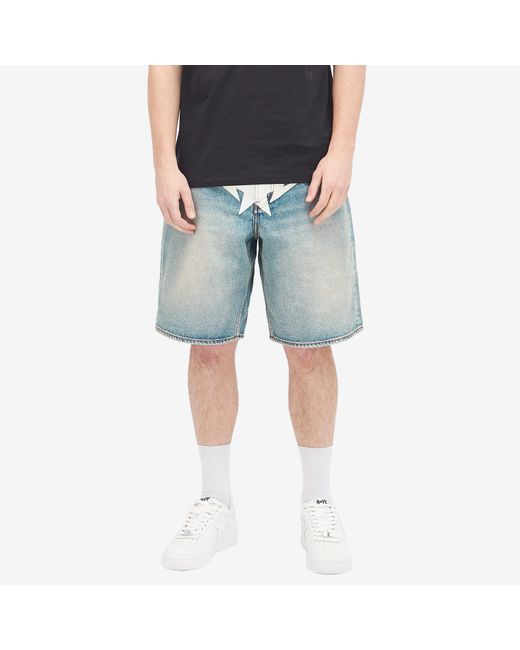 A Bathing Ape Blue Twin Star Denim Shorts for men